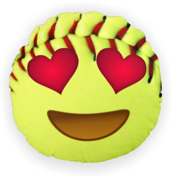 Softball Emoji Pillow/Emoji Softball Bedroom Decor/Softball