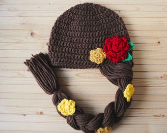 Belle Hat, Princess Belle Hat, Beauty and the Beast Costume, Belle Costume Hat, Belle Costume, Girl's Belle Hat, Belle Wig, Girl's Hair Hat
