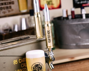 Beer Tap Handle made from a 20MM Vulcan Cannon Round Fits U.S. Faucet Lever Threads. Personalized Beer Tap Handle. Unique Beer Tap Handle.