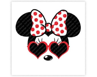 Disney, Minnie Mouse, Sunglasses, Icon Mickey Mouse Head, Mouse Ears, Illustration, TShirt Design, Cut File, svg, pdf, eps, png, dxf