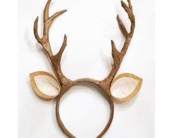 Deer / Reindeer Antlers with Ears Headband Kids Adult Costume Cosplay Fawn Woodland Creatures Photo Prop