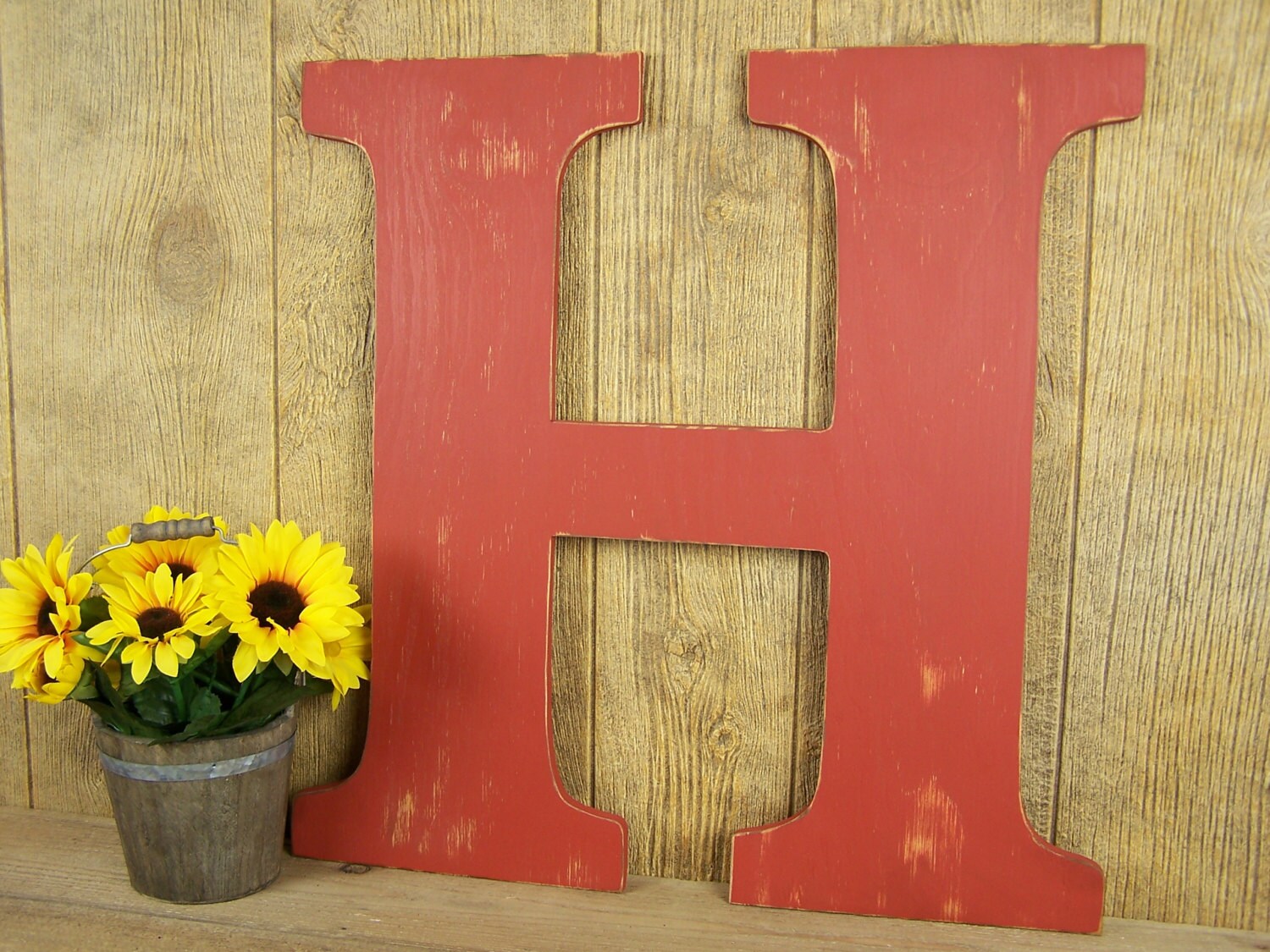 Large Wooden Letter H Large Rustic Letter H Wood Letter H