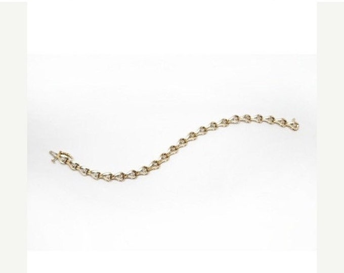 Storewide 25% Off SALE Vintage 10k Yellow Gold Faceted Diamond Tennis Bracelet Featuring Channel Link Set Design