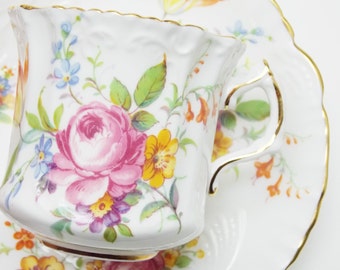 Hammersley Rose Flower Bouquet Vintage Tea Cup and Saucer Fine Bone China Made in England 28