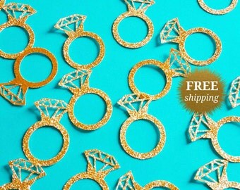 Gold Ring Confetti Glitter Diamond Ring Confetti Bridal Shower Decor Bachelorette Party Decor Gold Engagement Ring confetti Gold Ring