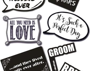 7 Luxury Reusable Wedding Photo Booth Props Signs 013-077 Wedding Photography Prop