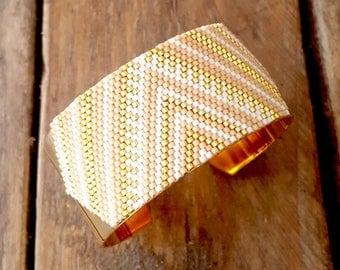 CUZCO Beige Latte gold plate CUFFLINKS