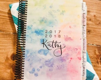 2017-2018 Academic Weekly Planner | Watercolor Design | Graduation Gift | Custom Planner | Motivational Planner