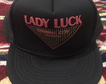 Vintage Lady Luck Casino Trucker Hat