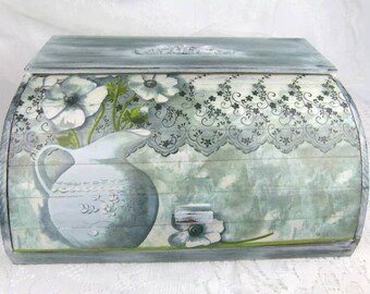 Country Chic Wooden Bread Box Vintage Inspired + FREE GIFT