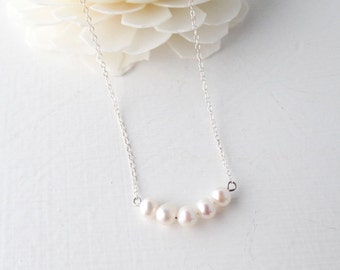 Sterling silver necklace, fresh water pearl charms, sterling silver chain. Yumistar Uk seller