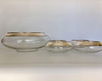 Dorothy Thorpe Salad Bowl Set - 5 Pieces - Mid Century Modern - Silver Band