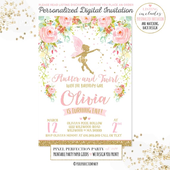 Fairy Invitation Fairy Birthday Invitation Whimsical Enchanted