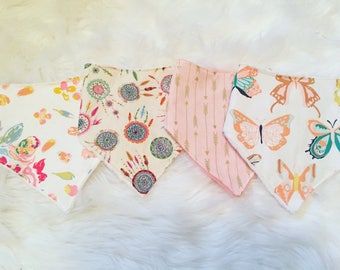 Set of 4 Girl Bandana Bibs