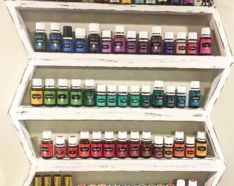 Essential oil shelf, nail polish rack, wood arrow decor, dorm room, oil rack, oil storage, chevron decor, hanging shelf, nail polish storage