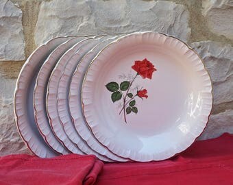 Digoin et Sarreguemines Ensemble de 6 assiettes creuses Modèle Sévigné
