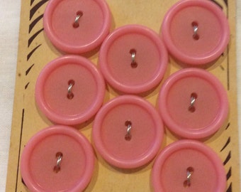 Pink buttons, button card, carded Buttons, button set, set of buttons, vintag buttons, retro buttons, housedress buttons, NOS, craft button