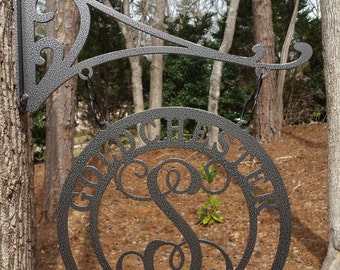 Family Anniversary Name and Year Sign with Sturdy Scroll Bracket