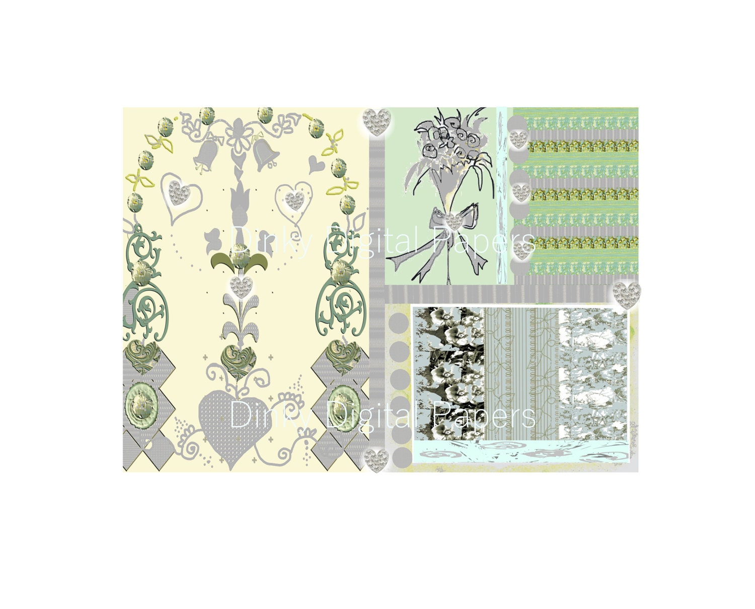 Printable Wedding Papers StationeryFrench by DinkyDigitalPapers