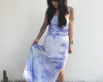 Boho Dress Tie Dye Dress Rainbow Hippie Funky Smocked Maxi Dress