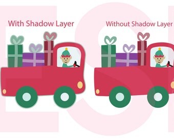 Christmas Truck svg, with elf - Elf svg, Christmas svg files, SVG, DXF, EPS & Png, for use with Silhouette and Cricut Design Space