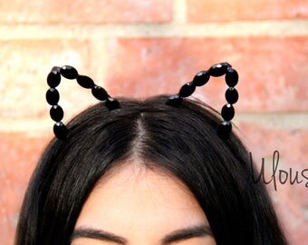 Cat Ears, Cat Ears Headband, Stone Cat Ears, Cat Headband, Sparkly Cat Headband, EDC, Ariana Grande Ears, Diamond Cat Ears, Plur, Kawaii