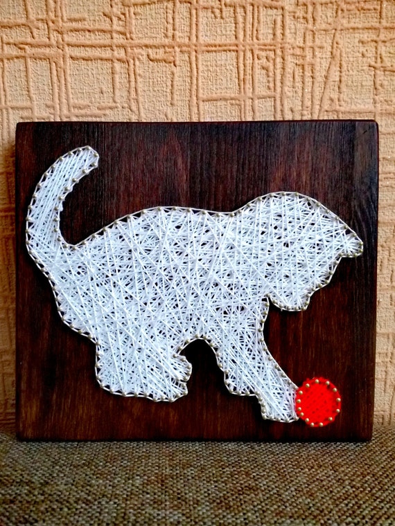 Items similar to String art Wall decor Custom string art Cat String art