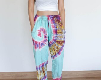 Women's Straight Cut Tie Dye Pants Tie Dye Trousers Tie Dye Harem Pants Yoga Pants Hippie Pants Festival Boho Bohemian Pants Hippy Fashion