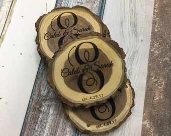 Monogram Coasters | Rustic Coasters | Newlywed Gift | New Home Gift | Personalized Wedding Gift | Couples Gift | Wood Coasters | Mothers Day