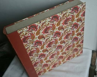 Vintage Vinyl LP Record Storage Folder, Retro Paisley Hard Cover Organiser Box,