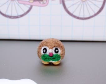 Needle Felted Mini Rowlett Plush Charm, Keychain, Pokemon Gift, Pokemon Accessories