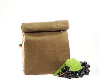 Waxed Canvas Lunch Bag - Bag For Men and Women - Zero Waste - Reusable Waxed Lunch Bag - Tan - Brown - Eco Friendly - Gift for Him