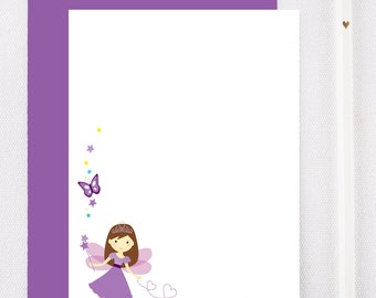 Fairy personalized stationary set for girls, girls personalized stationery, kids notecards, kids thank you cards, fairy note cards, FA102