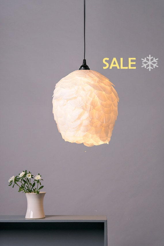 Pendant light Paper Lamp shade Ceiling White by KwalaPaperArt