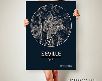 SEVILLE Spain CANVAS Map Seville Spain Poster City Map Seville Spain Art Print Seville Spain poster Seville Spain map art Poster Seville map