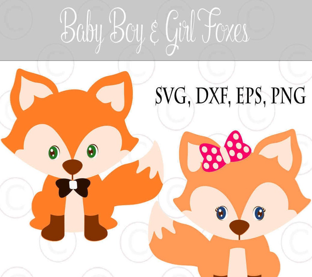 Download Boy & Girl Cute Baby Foxes with Bows Baby Woodland Foxes