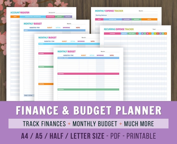 Budget Planner Financial Planner Expense Tracker Monthly