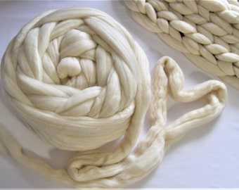 Giant yarn SALE Chunky yarn, undyed natural white color 100 % merino wool bulky yarn, extreme knitting, arm knitting 1 kg