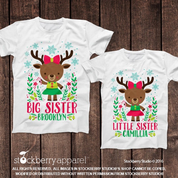 Items similar to Big Sister Little Sister Christmas Outfits - Christmas ...