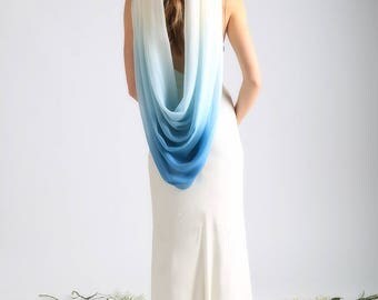 DIP DYED VEIL cowl -portofino-sky