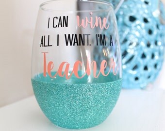 gift wine glass teacher