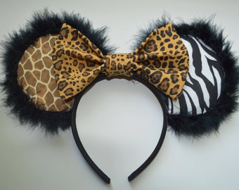 Animal Print Mickey Ears-Handmade Ears-Theme Park Mouse Ears-Theme Park Ears-Custom Mouse Ears-Minnie Ears-Mickey Ears-Disney Ears