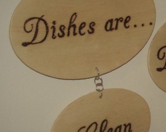 Wood Burn 'Clean/Dirty' Dishwasher Magnet