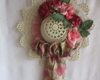 Vintage Crocheted Easter Bonet Door Hanger Wall Decoration 12