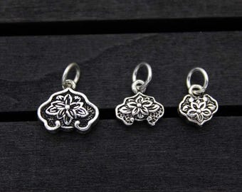 sterling silver lotus charm, sterling silver lotus pendant,Sterling Silver lotus flower,yoga jewelry