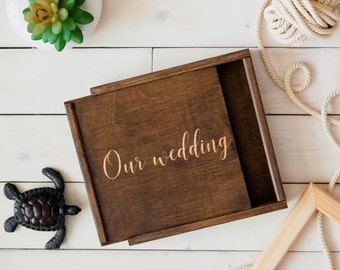 Wedding Memory Wood Photo Box 4"x6" 5x7 6x8 (10x15 cm 13x18 15x20) Pic Usb, Engraved Personalized Keepsake Box, caja de madera, boite en boi