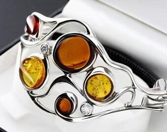 Amber Bracelet, Leather Amber Bracelet, Multi Stone Amber Bracelet, Handmade Amber Bracelet, Handmade Amber Jewelry, Avant Garde Bracelet