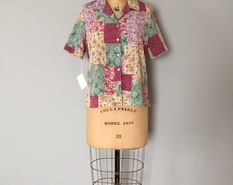 SALE...quilt crop top | 90s button down crop top