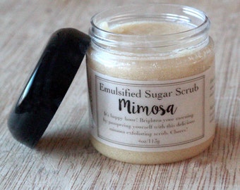 Emulsified Sugar Scrub - Mimosa Sugar Scrub with Organic Sugar - Exfoliating Scrub - Body Scrub - Body Polish - Hostess Gift
