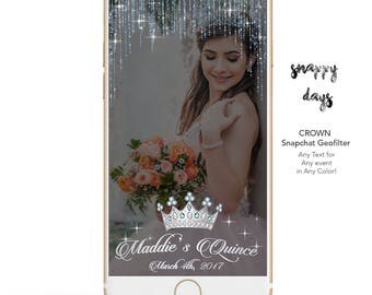 SNAPCHAT Geofilter Diamond Crown Birthday GeoFilter, Quince Quinceanera | Custom to any Event | Wedding, Bachelorette, Baby Shower | Sparkle